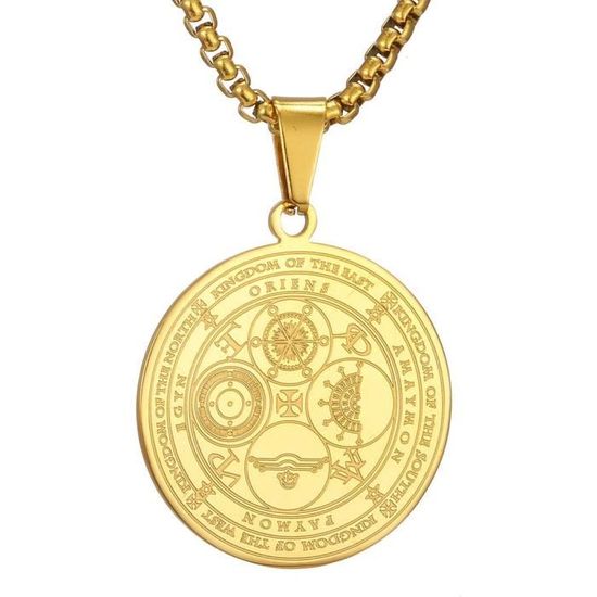 DHWEKU Collier Sceau Des 7 Archanges – Talisman Pentagramme Acier 316L – Amulette Protection Spirituelle & Chance – Homme/Femme