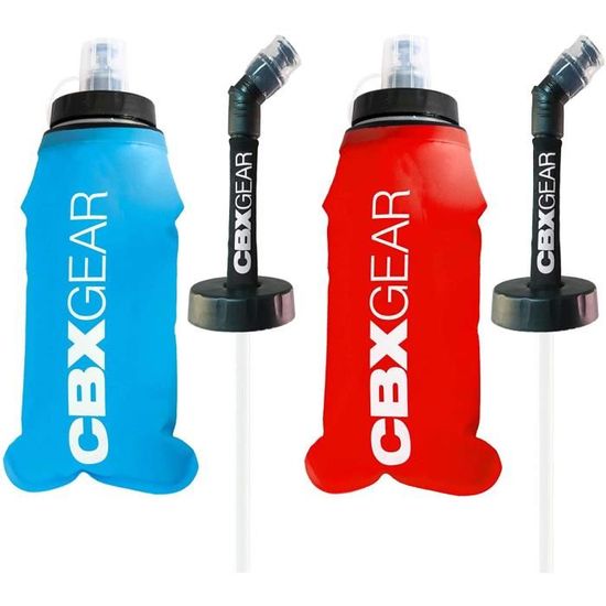 Gourde Pliable Running 2x500ml - Sans BPA - Pour Course, Randonnée - Léger Et Anti-Fuite