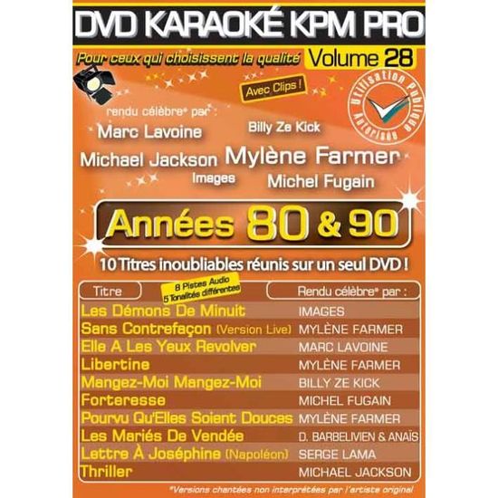 DVD Karaoké KPM Pro Vol.28 "Années 80 & 90"