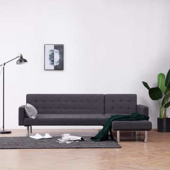 Canapé d'angle réversible - CHEZ Magnifique - Canapé-lit Scandinave Confortable - Gris - Tissu - 90 x 200 cm