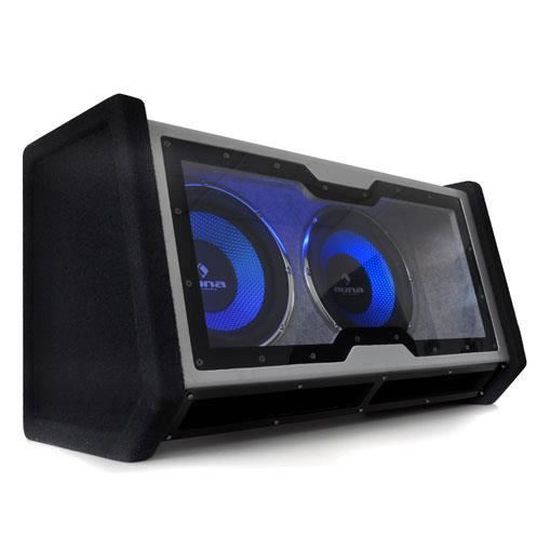 Auna - Double caisson de basses pour voiture - Subwoofer auto double à  faible résonance (30cm, 12, LED bleu) - Noir - Cdiscount Auto