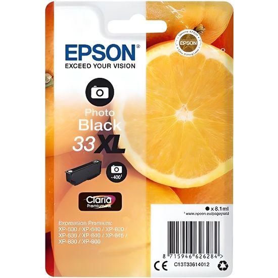 EPSON Cartouche d'encre T3361 XL Noir Photo - Oranges (C13T33614012)