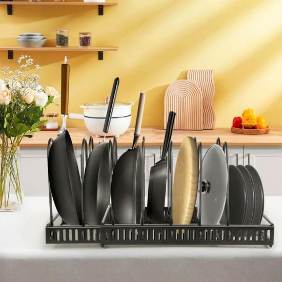 Porte Couvercle Support Couvercle Inox WUGU Réglable - Étagère Rangement Cuisine Barbecue Rangement Poele Et Casserole Placard