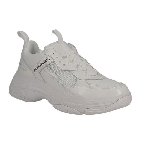 Basket CALVIN KLEIN JEANS Marvin Cuir et textile Blanc