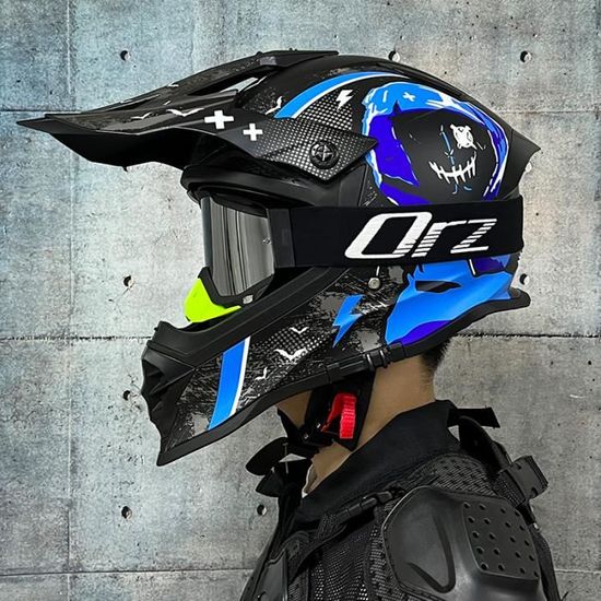 Casque Motocross Intégral Pour Adulte/adolescent | Homologué DOT | Avec Masque, Lunettes, Gants | Pour VTT, BMX, Dirt Bike