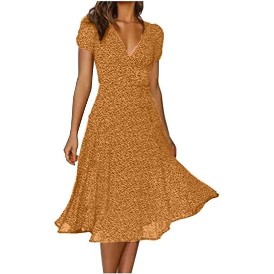 Robe Midi Élégante Femme Été - Tissu Léger Élastique - Style Boho & Vintage - Grande Taille Disponible - Plage, Vacances, Daily - 8