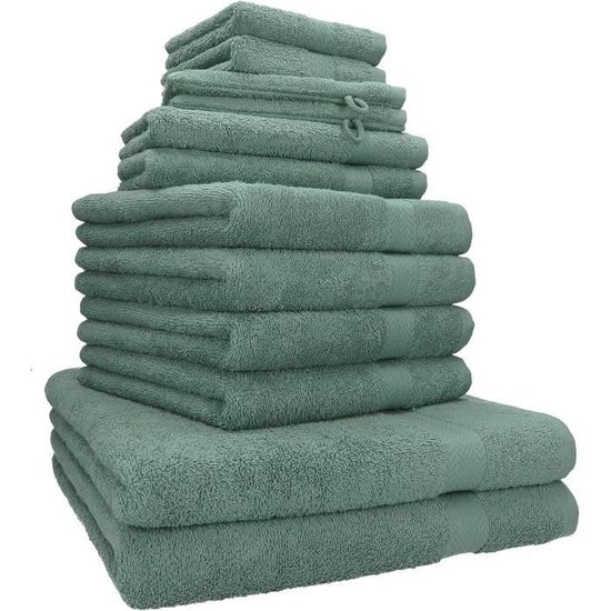 Lot De Serviettes Jalla – 12 Serviettes 55x95cm + 12 Gants + 1 Drap De Bain 75x125cm