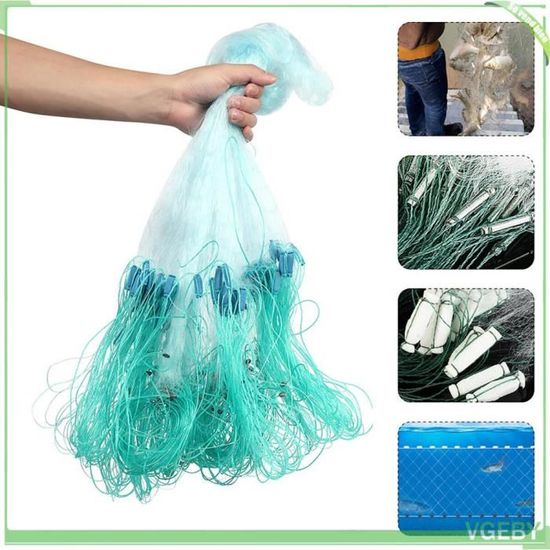 Filet De Pêche 3 Couches Vert - 50m X 1,5m Filet à Poissons 3 Doigts Pour Pêche Et Appâts