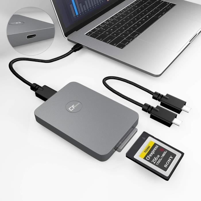 Adaptateur CFexpress Type A Vers Type B - Convertisseur NVMe, Métal Argenté, Haute Vitesse, Pour Cartes Mémoire