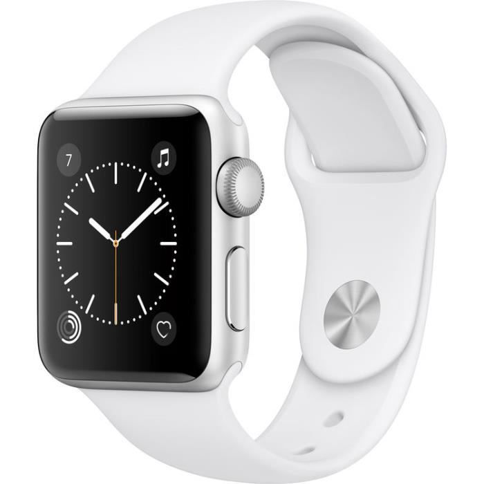 Apple Watch Series 2 MNNW2 38mm Boîtier en aluminium argent avec Bracelet Sport blanc