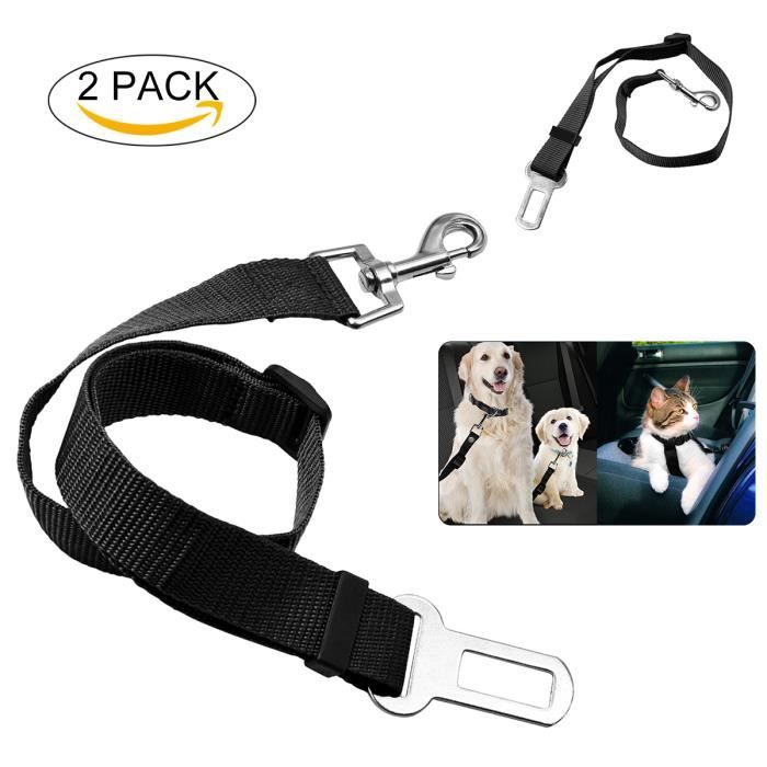 Cocopar harnais voiture chien 2 pièces ceinture de sécurité chien voiture universel laisse ceinture de sécurité-noir