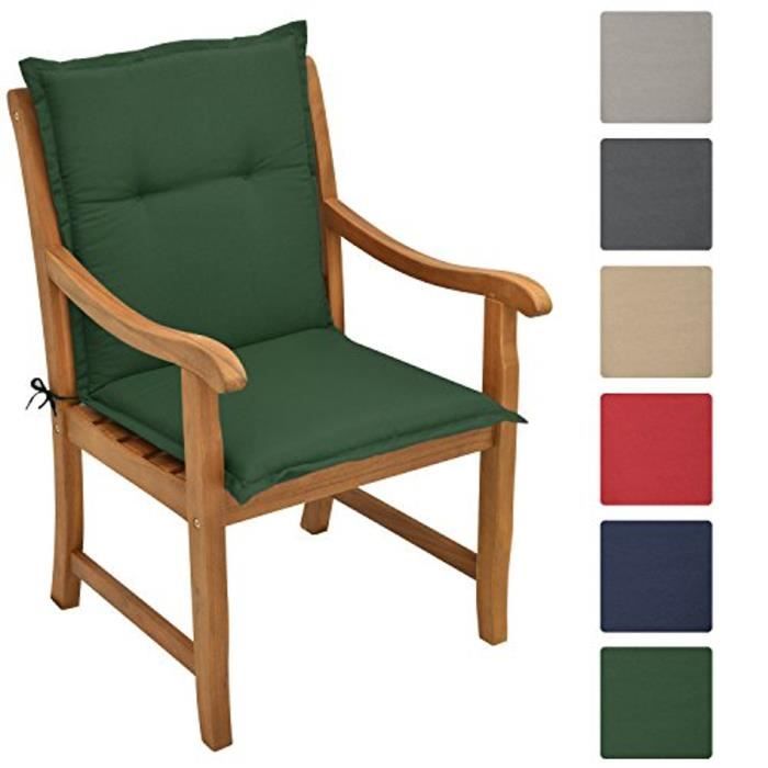 Beautissu Coussin dossier bas Loft NL 100x50x6cm Vert foncé - Coussin chaise bas - Coussin exterieur jardin