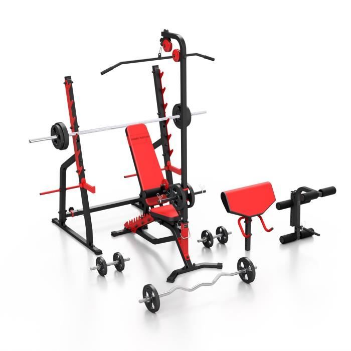 Marbo Sport Set MS37 160KG KIER G - Banc de musculation, support, bureau curl, extension de jambe, tirage lat, barres / plaques...
