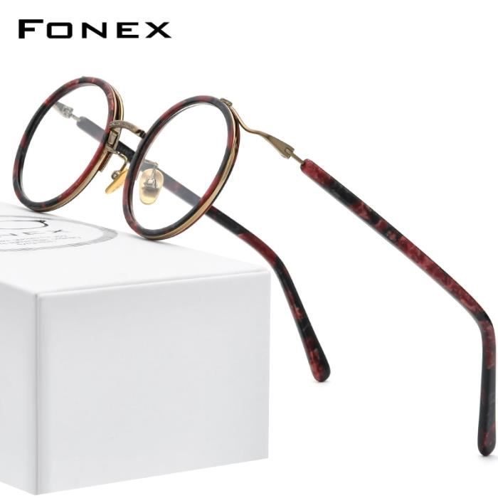 Montures de Lunettes de vue,FONEX acétate titane lunettes monture femmes 2020 nouveau rond Prescription lunettes - Type MULTI