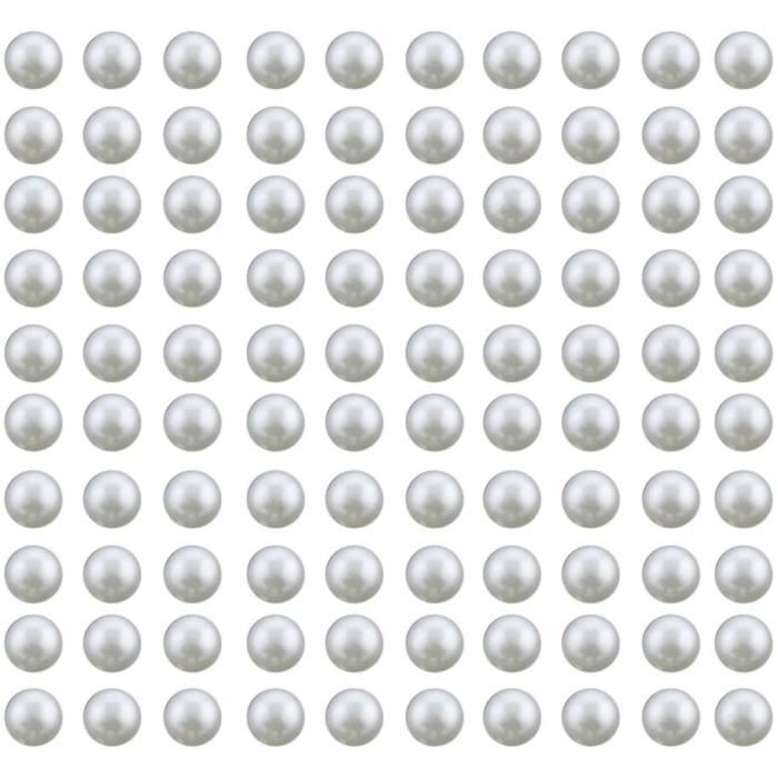 Lot de 100 perles rivetées, rondes et blanches, accessoire décoratif pour chaussures, sac,Nacré, blanc, 8 mm