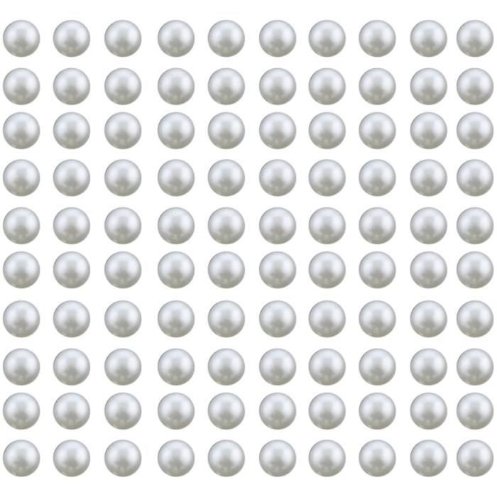 Lot de 100 perles rivetées, rondes et blanches, accessoire décoratif pour chaussures, sac,Nacré, blanc, 8 mm