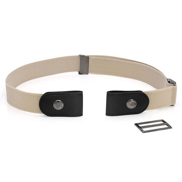 Ceinture invisible en cuir avec ceinture invisible Jeans Ceinture Simple Joker pour hommes et femmes Kaki
