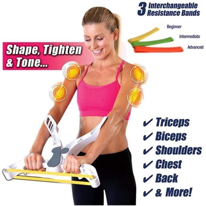 Wonder Arms, Appareils Bras Entraînement Équipement Avant Bras Exerciceur, Arm Upper Body Workout Machine avec 3 Bandes Blanc
