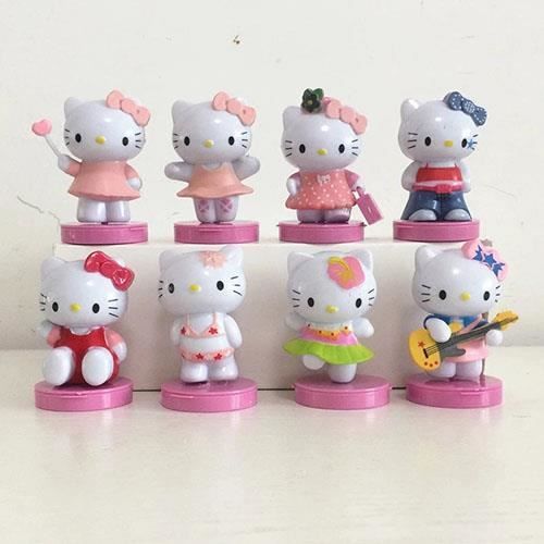8 pièces / ensemble Hello Kitty chat KT Mini Version 6-7 cm jouets décoration cadeaux de vacances pour enfants