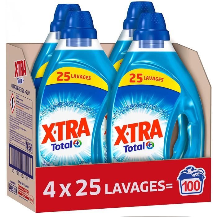 X Tra Total - Lessive Liquide - 100 Lavages (4 x 1.25L)
