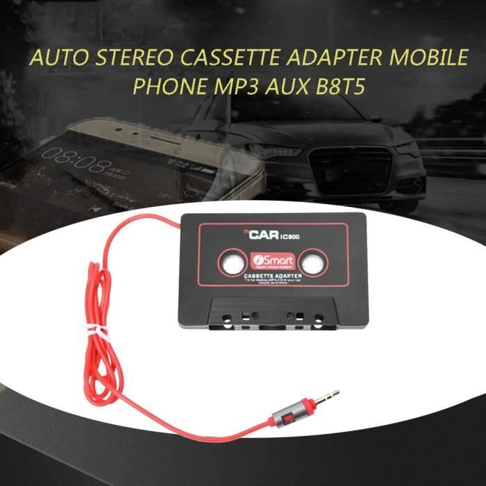 Accessoire audio - vidéo,Système Audio de voiture, adaptateur Cassette pour téléphone portable MP3 AUX B8T5, couleur rouge noir -C