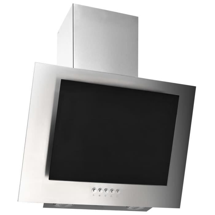 Hotte murale 60 cm Acier inoxydable et verre trempé Argenté #4