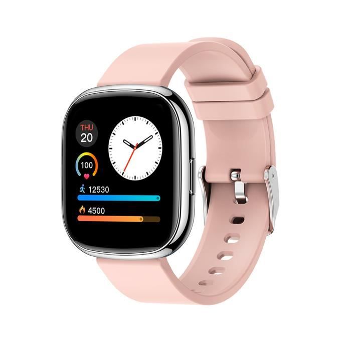 Montre connectée sport Femmes Homme IP68 Etanche mesure de la pression artérielle rappel intelligent -Rose