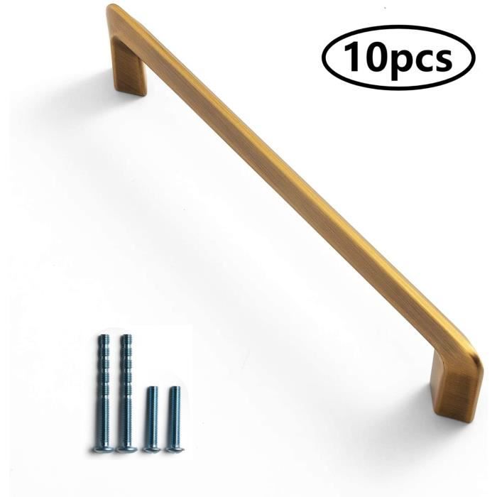 Goo-Ki 10Pcs Poignées de Meuble Cuisine 160mm - Laiton Brossé - en Alliage de Zinc Coupe Losange Moderne Luxe pour Tiroir Placard