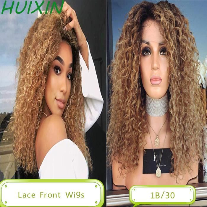 22 Pouces Perruques Lace Front Cheveux humains Deep Curly indiens Ombre 1B/30 Honey Blonde Cheveux bouclés
