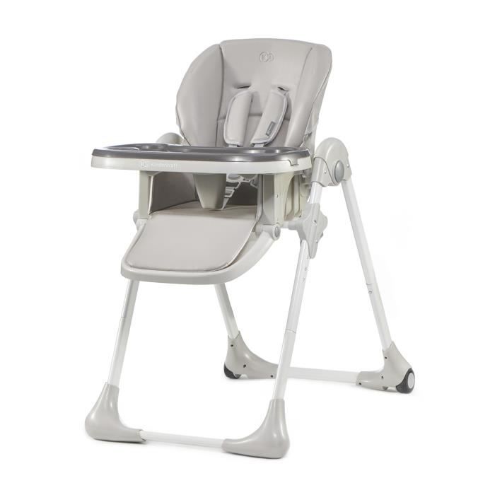 Kinderkraft Chaise haute bébé YUMMY Plateau réglable Tablette amovible Roulettes - Gris