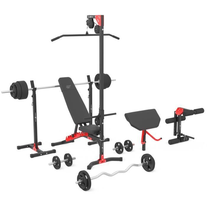 Marbo Sport Kit MH25_129KG_Kier - MH-L115 + MH-S201 + MH-A102 + traction + banc Scott + barres d'haltères / disques 83 kg