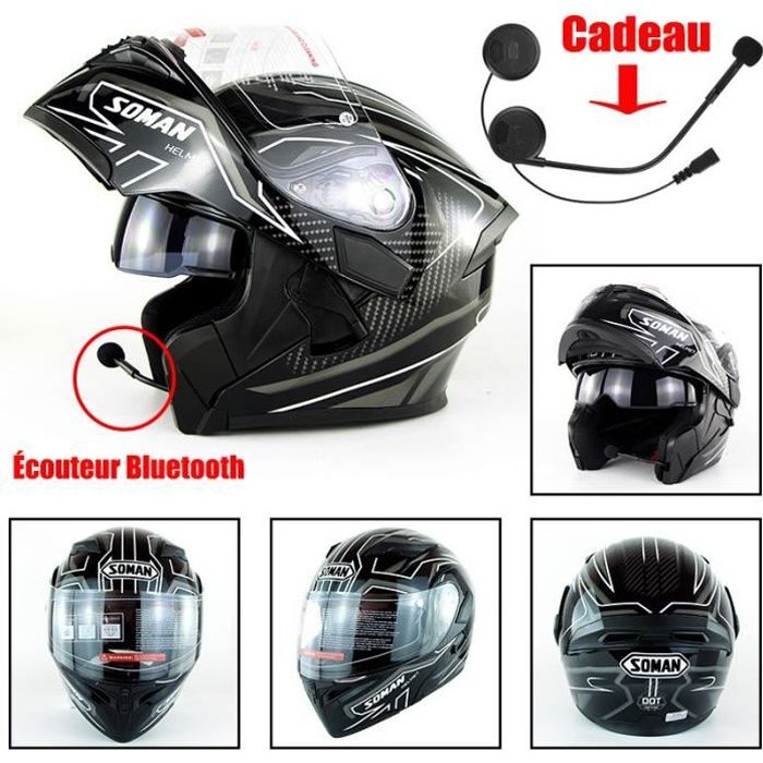 Casque Moto scooter de Marque Racing Armure complète Casque mat Motocross Pleine Couverture Casque Hors-Route et Casque bluetooth