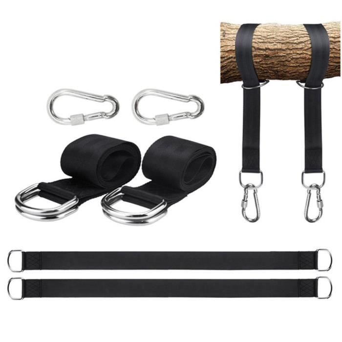 #EXE Kit Fixation Hamac, 120 CM Ultra Résistant aux Sangles Hamac Suspension pour Balancoire de Jardin Hamac Siège Suspendu-Noir