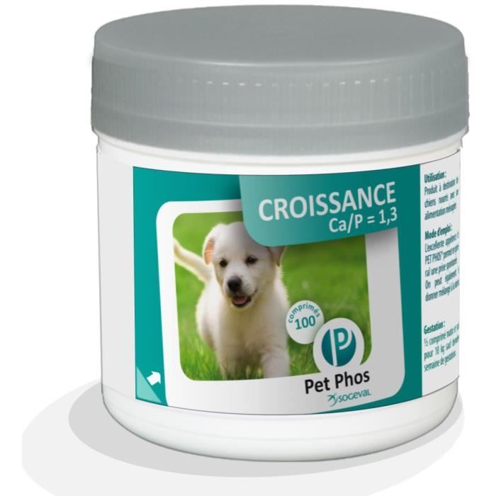 CEVA Croissance Pet-Phos Ca / P = 1,3 - Boite de 100 comprimés - Pour chien