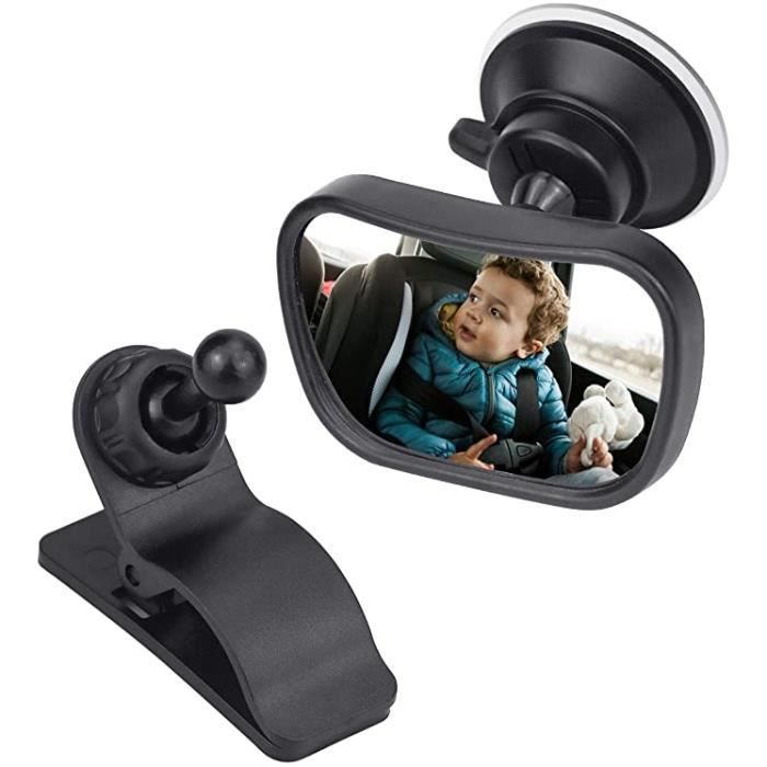 WANDEFOL Bébé Vue Arrière Miroir, Rétroviseur Voiture Bébé 360° Réglable Miroir Auto Bébé Rétroviseur de Surveillance Bébé