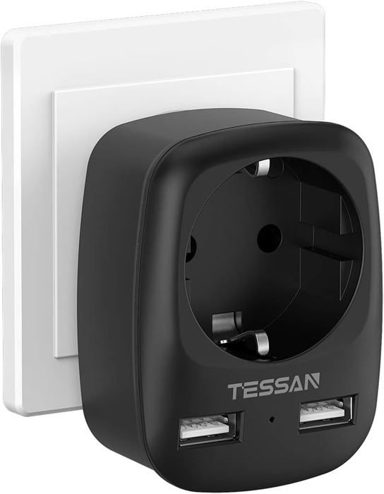 Adaptateur De Voyage 2 Pièces VINTAR - Prise UK (Angleterre) Vers Prise Française - Blanc