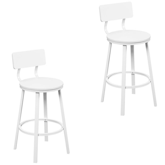 Tabouret de Bar Lot de 2 - WOLTU Tabouret Cuisine - Métal et MDF - Blanc W0ATT0882-2 Tabouret de Bar Lot de 2 - WOLTU Tabouret Cuisine - Métal et MDF - Blanc W0ATT0882-2