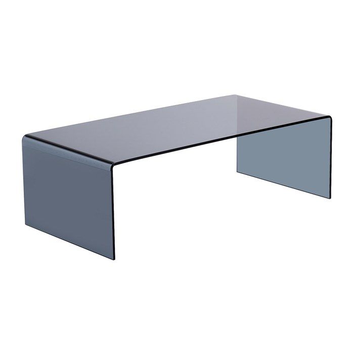 Table basse en verre trempé courbé et fumé - Noir - ALONZO