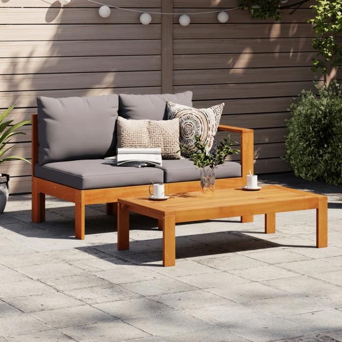Bon plan Canapé de jardin - JILI HOT - Canapé fixe/sofa Balcon avec 1 accoudoir 2 places - Bois massif dacacia Thome2759717