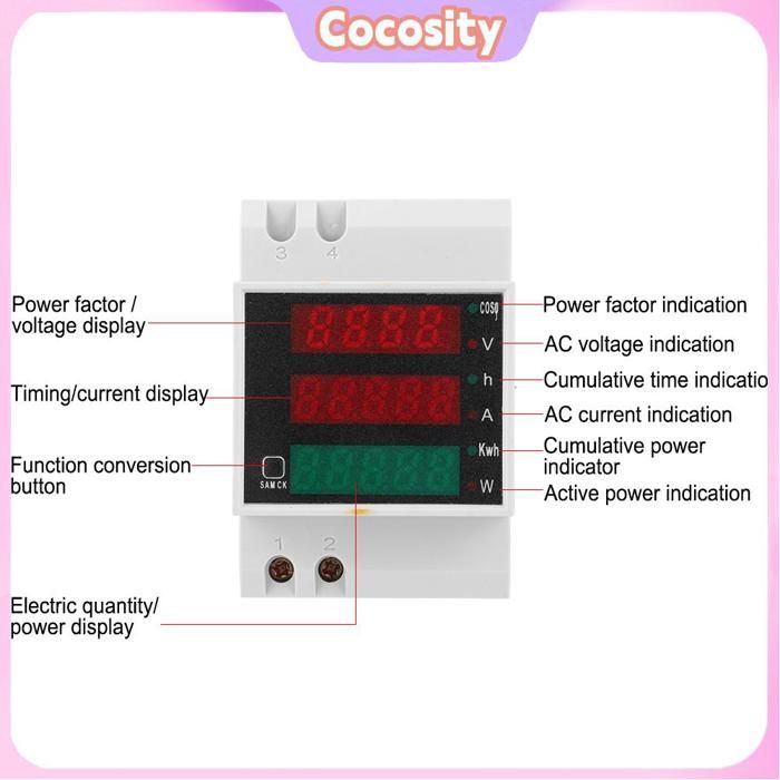 SINOTIER SD009 Copteur ultifonctionnel sur rail Din onophasé, tension, courant, fréquence, facteur de puissance, électricité, odèle : AC250-450V externe