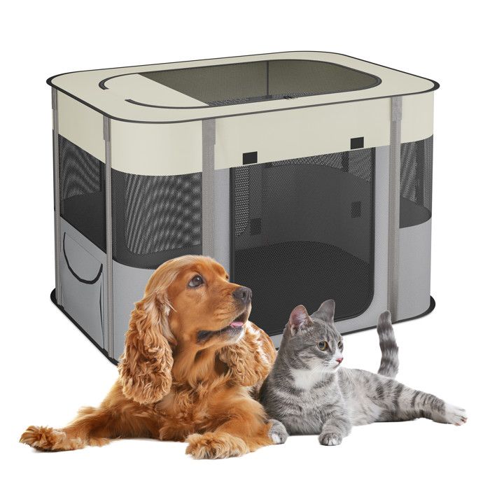 Meilleurs prix pour Relaxdays Parc pliable pour le chiot H x L x P : 55 x 82 x 60 cm pour lintérieur ou lextérieur multicolore