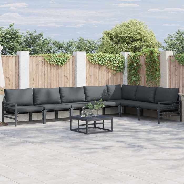 vidaXL Ensemble de canapé de jardin Anthracite Acier Expérience de repas en plein air ensemble de meubles coin jardin 3378992