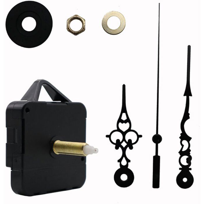 Angoily Mouvement D'horloge Silencieux à Quartz Aiguilles Métalliques Blanches, Kit DIY Pour Horloge Murale, Remplacement Précis Et Solide, Ensemble