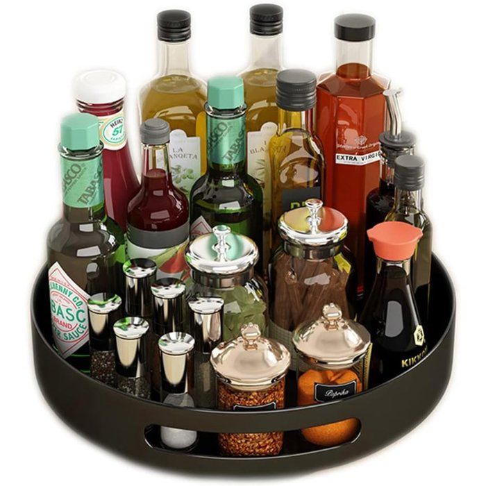 Plateau tournant avec base pivotante - Étagère à épices - Ensemble de cuisine - Organisateurs de cuisine - Comptoir de rangement de