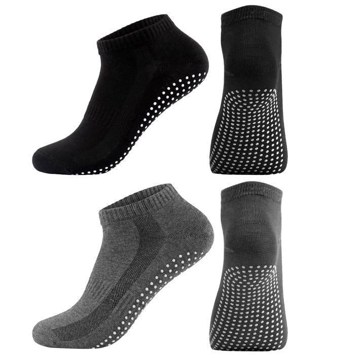 Chaussettes antidérapantes homme - 2 paire Adhérentes cheville coton - EU 41-43 pour pilates sport maison hôpital