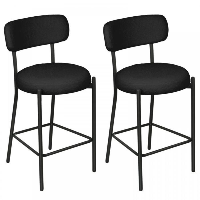 SUPFINE Lot de 2 Tabouret de Bar Scandinave avec Dossier et Repose-Pieds Chaises Hautes Cadre en Métal pour Bistrot Restaurant