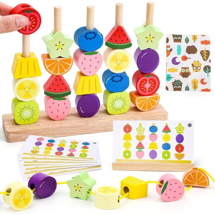NOREO Jouet Montessori Bois Empilage & Tri Formes Pastel – Éveil Bébé 12-18 Mois – Motricité Fine 1-3 Ans Garçon Fille