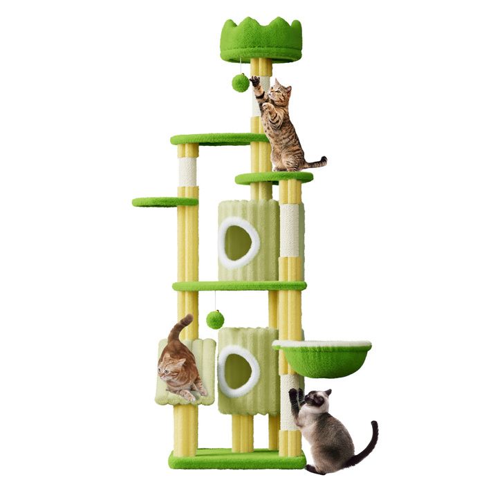 Meilleurs prix pour Dogat Arbre à Chat 162cm - Grand Centre dActivités Félins avec Griffoir Intégré Arbre à Grimper Anti-ennui Vert