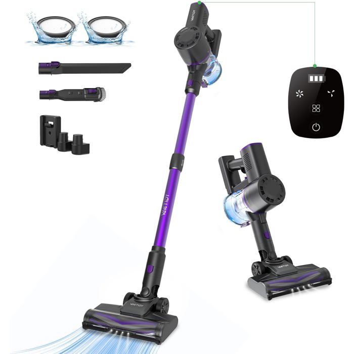 Aspirateur balai sans fil - ZGEER - V8 Pro - Violet - 160 W - 25 kPa - Filtration cyclonique 4 étapes - Zgeer