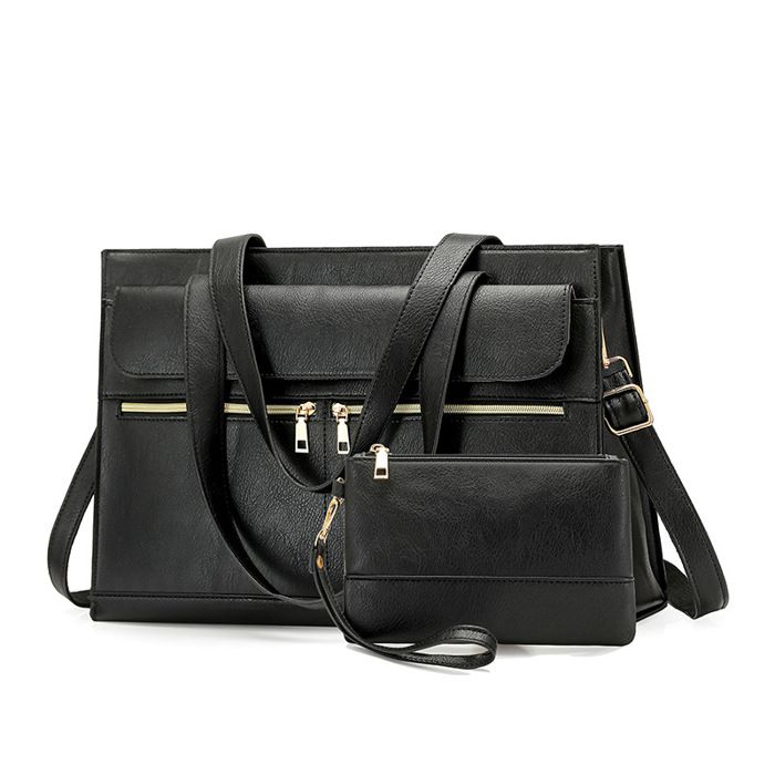 Sacoche Femme Sac à bandoulière et porté épaule en similicuir – Grande capacité pour travail et voyage Noir